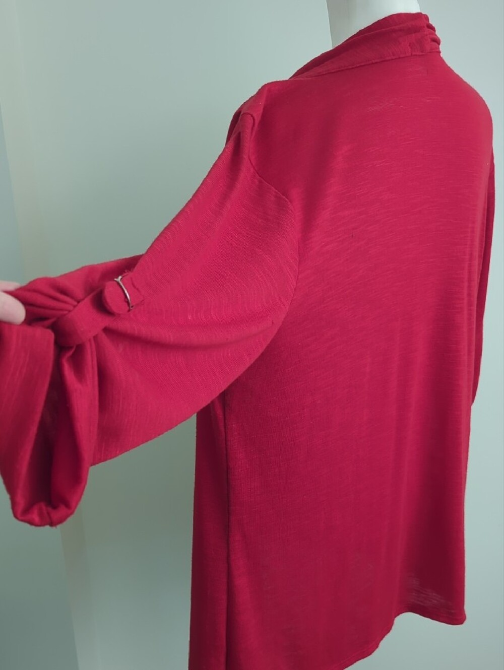 Studio Works Red Open Front Cardigan Roll Tab Sleeve XL - Picture 5 of 10